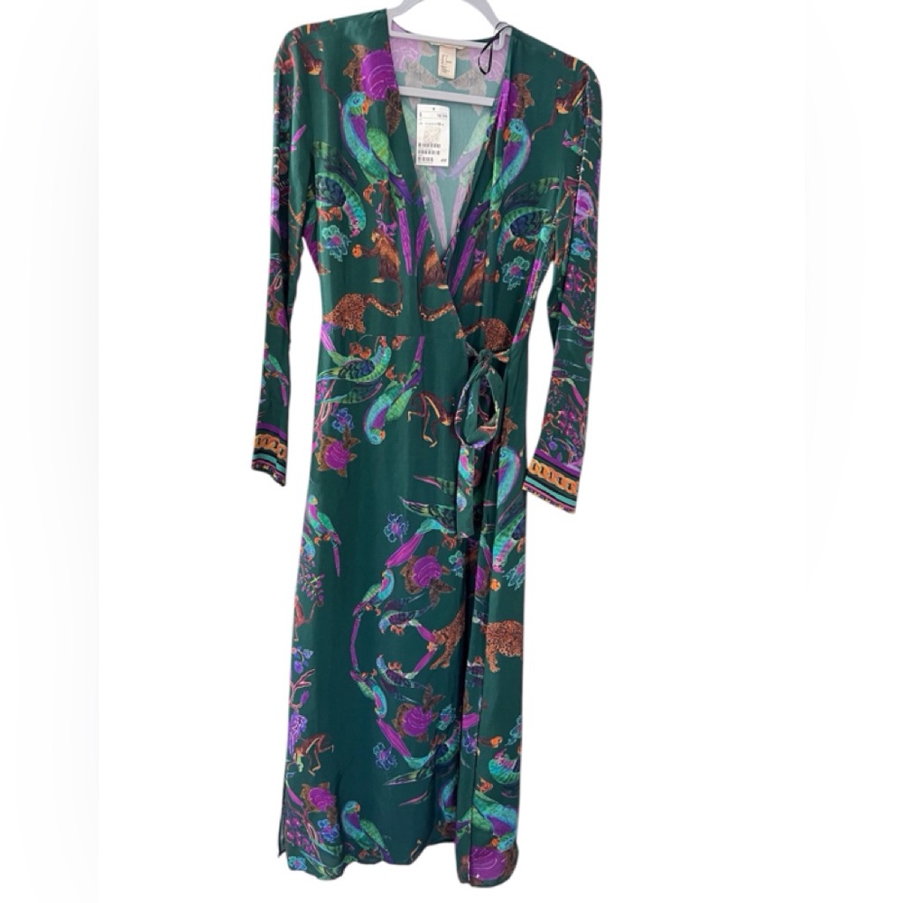 H&M Exotic Tropical Print Wrap Dress